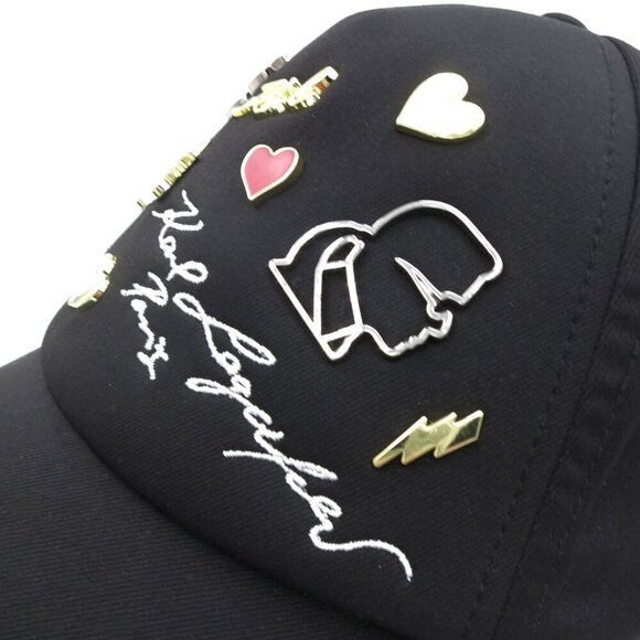 NWT Karl Lagerfeld Paris Women/Men Cate Pins Baseball Cap in Black - Picture 16 of 16